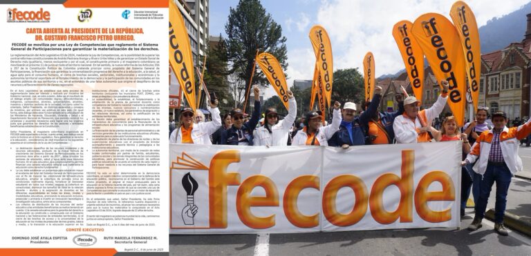 FECODE llama a movilización nacional para exigir Ley de Competencias que garantice derechos sociales