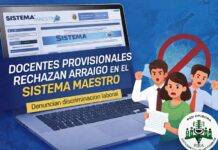 Docentes provisionales denuncian discriminación laboral por cambios en el Sistema Maestro